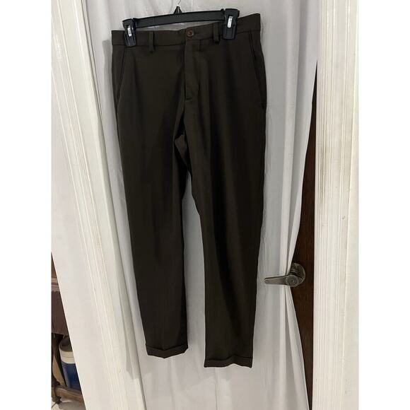 Zara Brown Tapered Cuffed Leg Trousers Sz 29 Business wear Corpcore Officewear - Picture 1 of 6